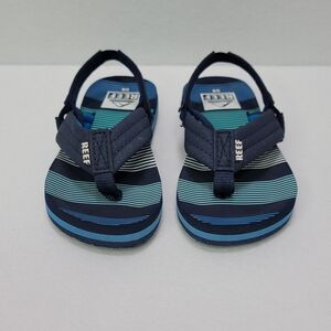 Reef Kids Sandals Size 5/6 Blue Striped Toddler Beach Flip Flops Slingback